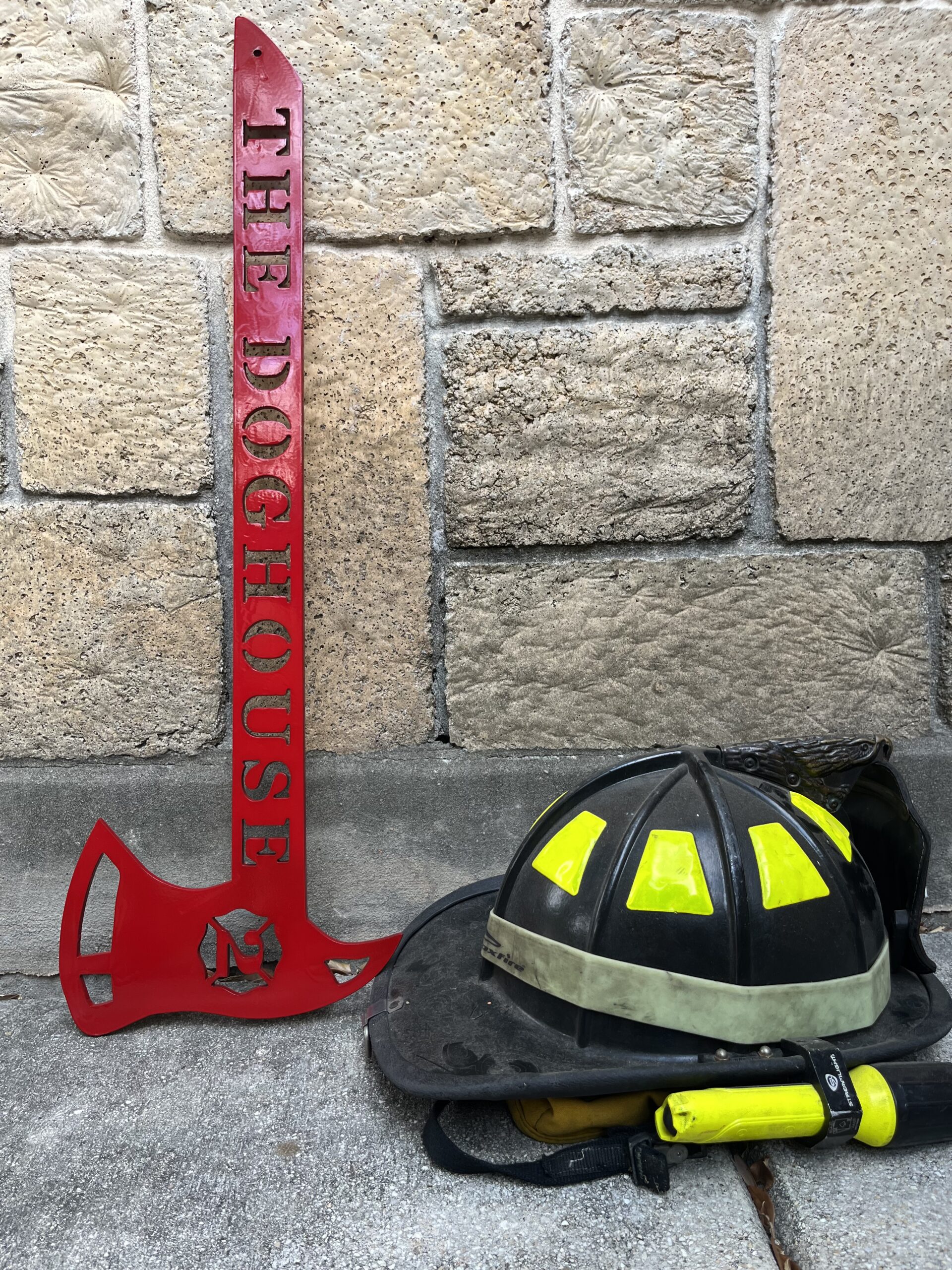 Firefighter Axe Maltese Cross Metal Sign
