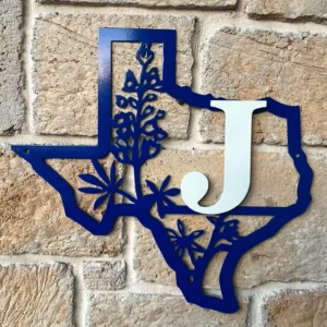 Texas Personalized Monogram Metal Sign (1 Character Limit)