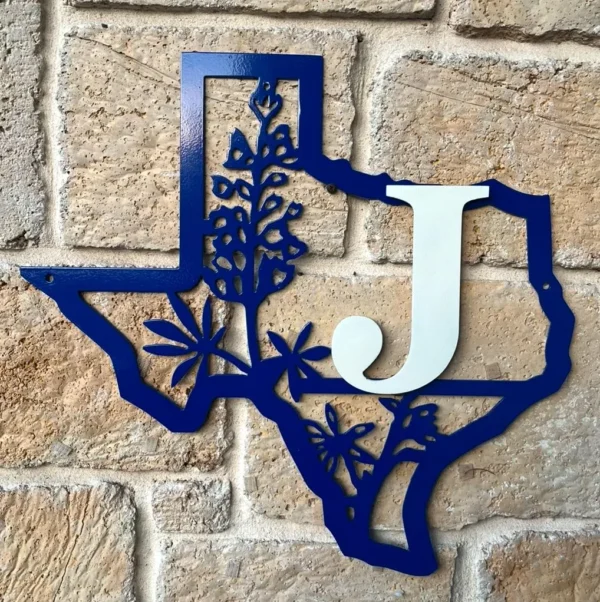Texas Personalized Monogram Metal Sign (1 Character Limit)